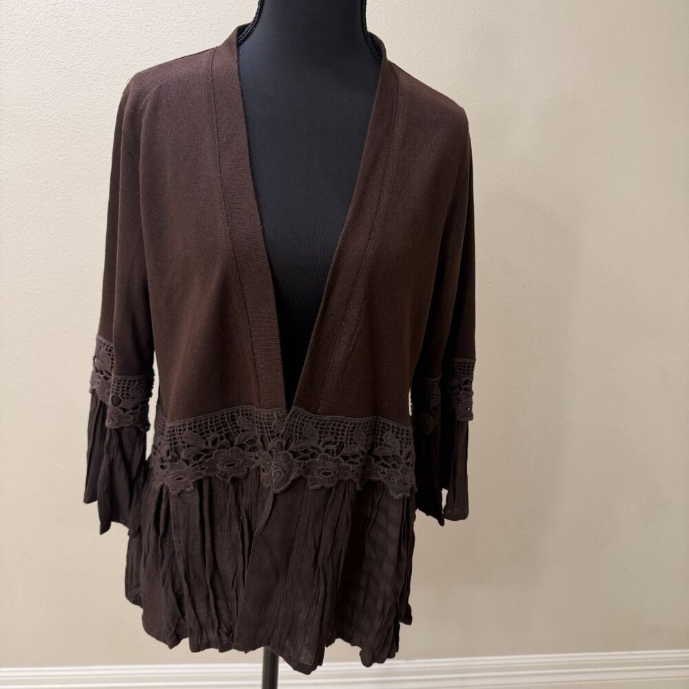 Young Threads Boho Kimono Shrug Size Small Truffle Brown - Picture 2 of 7